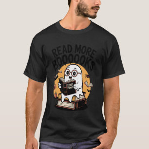 Camiseta Fantasma Leia Mais Livros Engraçado Leitor Históri