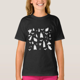 Camiseta Fantasma, Morcegos e Aranhas, Padrão de Halloween