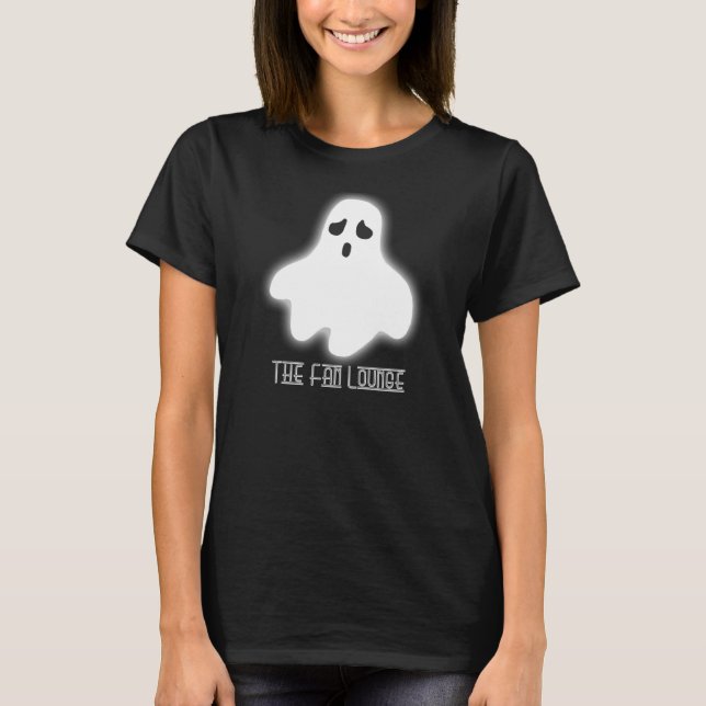 Camiseta Fantasma preto básico do Dia das Bruxas do T das (Frente)