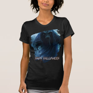 Camiseta Fantasma preto em uma paisagem infernal - Hallowee