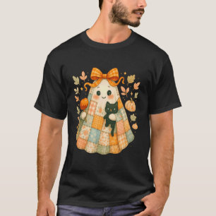 Camiseta Fantasma Remendado com Gato e Maçã do Amor