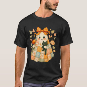 Camiseta Fantasma Remendado com Gato e Maçã do Amor