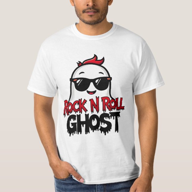 Camiseta Fantasma Rock N Roll, Gráfico Divertido d (Frente)