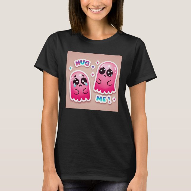 Camiseta Fantasma Rosa Bonita: Abraça-me! :( #14 (Frente)