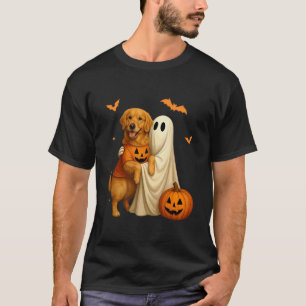 Camiseta Fantasma segurando cachorro dourado Halloween - Do