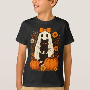 Camiseta Fantasma segurando gato preto adorável fantasma fl