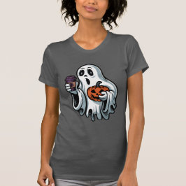 Camiseta Fantasma Spooky com Café e Halloween de Pumpkin