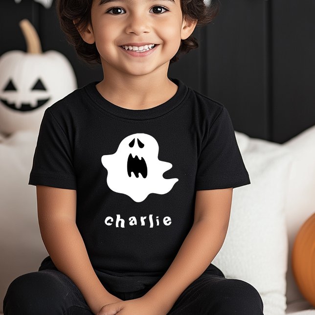 Camiseta Fantasma Spooky e crianças de nome Halloween (Spooky ghost and name kids Halloween Toddler T-shirt)