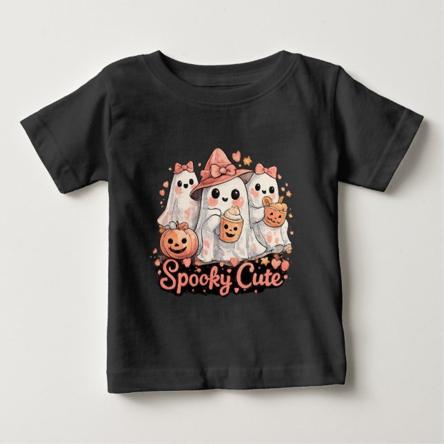 Camiseta Fantasmagóricos Fantasmas Cor-de-Rosa e Abóbora de (Frente)