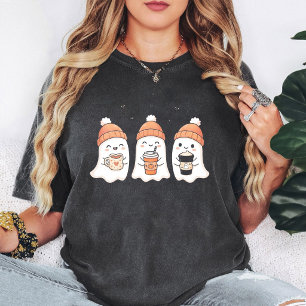 Camiseta Fantasmagóricos Fantasmas de Halloween com Bebidas