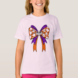 Camiseta Fantasmagóricos retrô fofos Halloween laranja roxo