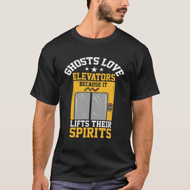 Camiseta Fantasmas Adoram Elevadores Porque Levanta Suas Es (Frente)