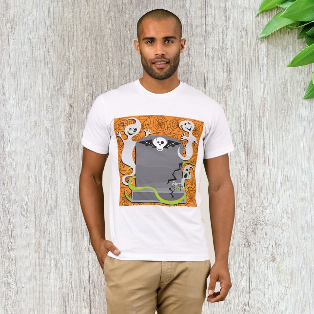 Camiseta Fantasmas Assustadores e Lápides de Halloween Fofo (Criador carregado)