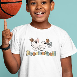 Camiseta Fantasmas de Basquete Halloween Jogando Retro Boo