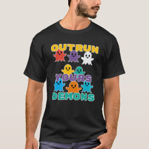 Camiseta fantasmas de desenho animado coloridos escrevem Ou