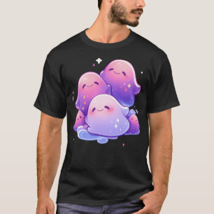 Camiseta Fantasmas De Halloween Cutis, Rosa E Roxo De Kawai