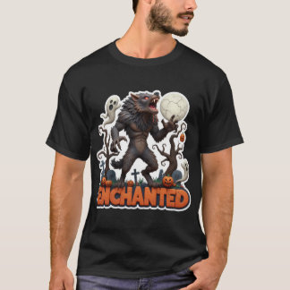 Camiseta Fantasmas de lobisomem abóboras cena de Halloween