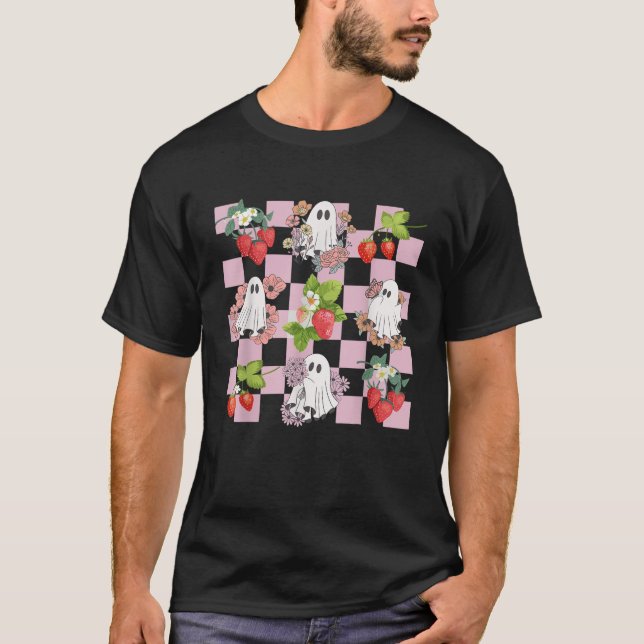 Camiseta Fantasmas de Morango Assustadores Retro de Hallowe (Frente)