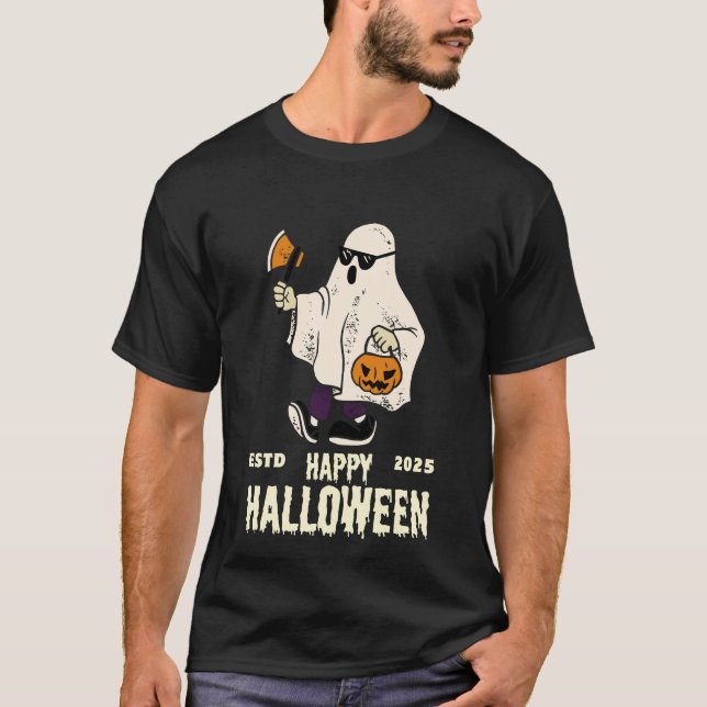 Camiseta Fantasmas do Halloween se movem em sombras, pronto (Frente)