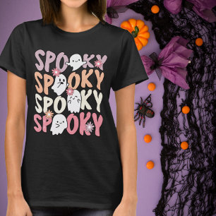 Camiseta Fantasmas e flores bonitas do Halloween surpreende
