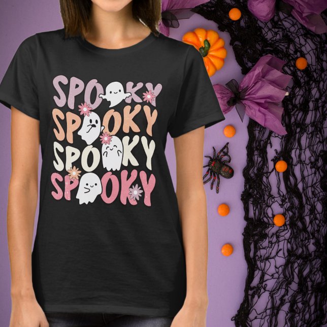 Camiseta Fantasmas e flores bonitas do Halloween surpreende (Criador carregado)