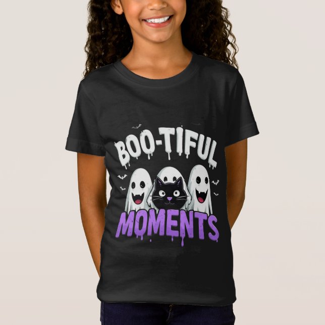 Camiseta 👻🌙 Fantasmas e Morcegos Fofos e Assustadores Hal (Frente)