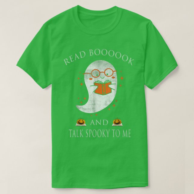 Camiseta Fantasmas Lendo Livros Professor Halloween Bibliot (Frente do Design)