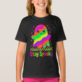 Camiseta Fantasmas Neon Arco-íris Ficam Assustadores Colori
