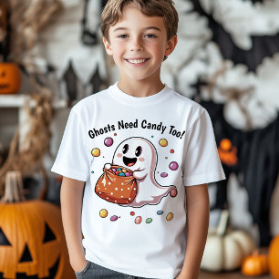 Camiseta Fantasmas Precisam De Doces Também! Kids Halloween