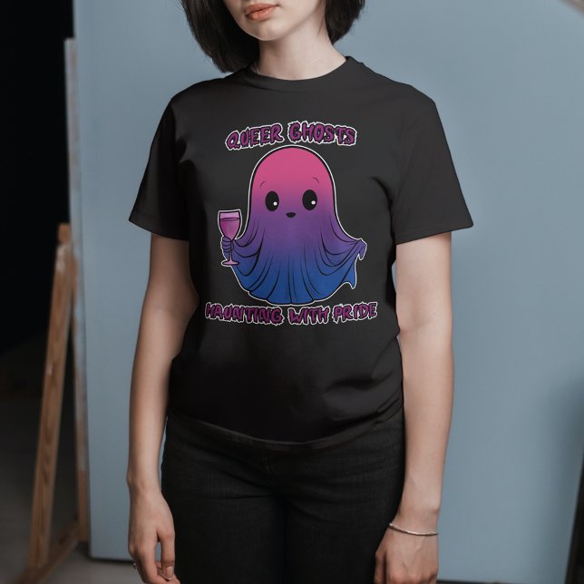 Camiseta Fantasmas Queer, Fantasma nas Cores de Bandeiras B (Criador carregado)