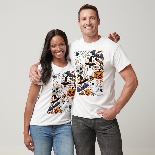 Camiseta Fantasmas Spooky e Monstros Cute Assustadores (Unissex)