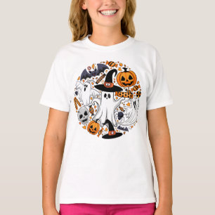 Camiseta Fantasmas Spooky e Monstros Cute Assustadores