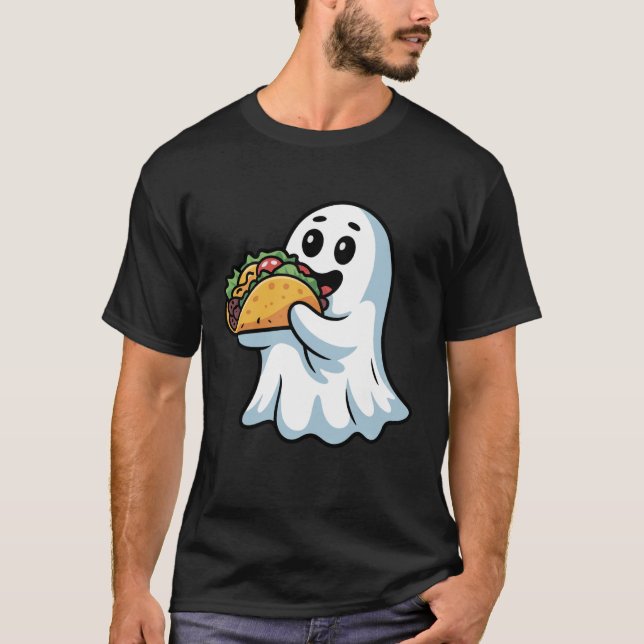 Camiseta Fantasminha Comendo Tacos Fantasia Assustadora de  (Frente)
