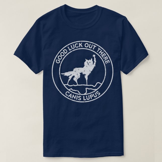 Camiseta FantasticFox Wolf Canis Lupus Circle Weathered (Frente do Design)