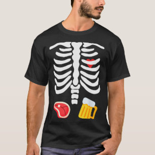 Camiseta Fantástico esqueleto de Halloween Cerveja & Bi