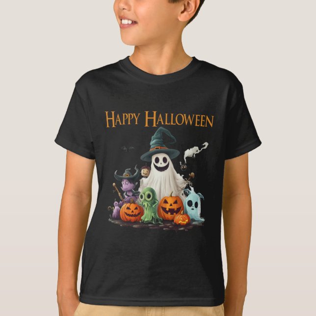 Camiseta Fantástico Fantasma de Halloween Feliz Fantasma de (Frente)