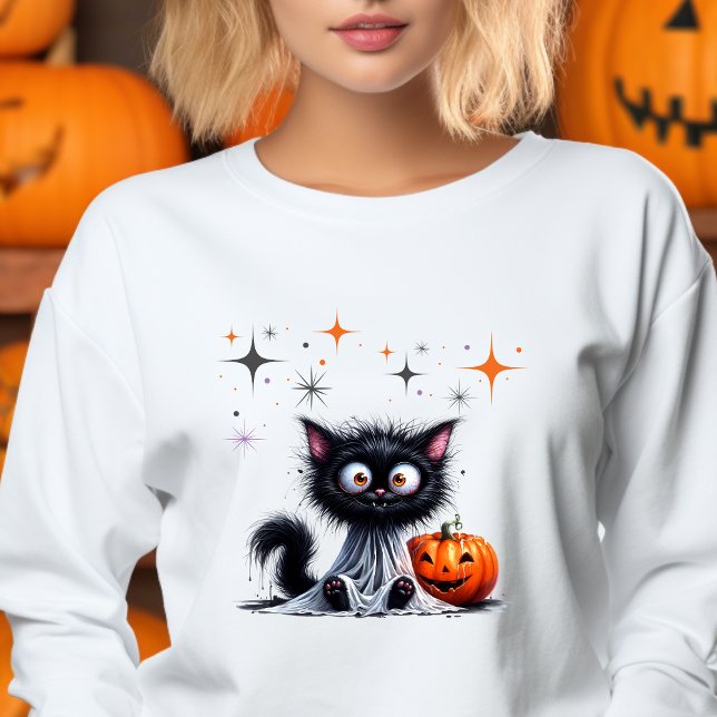Camiseta Fantástico Fantástico Fantasma Preto Retro Kitten  (Criador carregado)