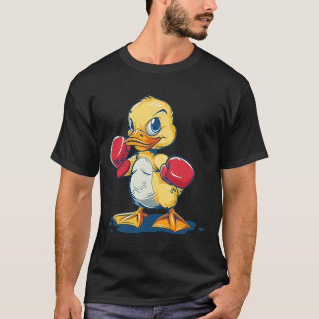 Camiseta Fantástico Pato Com Luvas de Boxe Fantasia Para Pa (Frente)