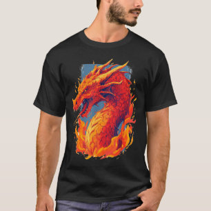 Camiseta Fantástico traje de dragão de fogo vermelho com ch