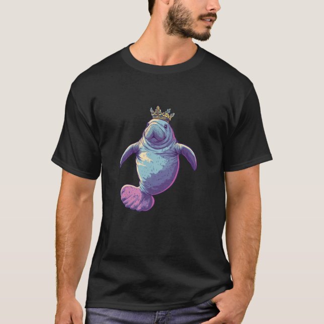 Camiseta Fantástico Traje de Peixe-boi com Coroa Divertida (Frente)