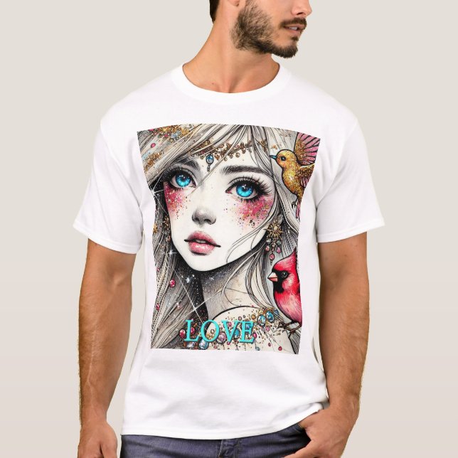 Camiseta Fantasy Anime Manga Girl Asuka Personaliza Aqua (Frente)
