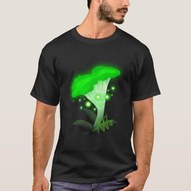 Camiseta Fantasy Chanterelle Glossudo Cogumelo Verde (Frente)