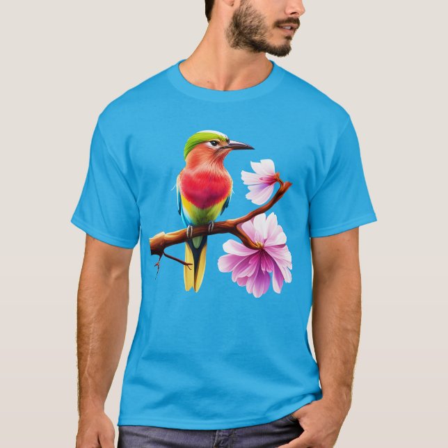 Camiseta Fantasy Colorir Roller Bird Cherry Blossom (Frente)
