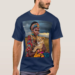 Camiseta Fantasy Cute African Woman Lion
