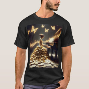 Camiseta Fantasy Cute Girl Tocando Piano