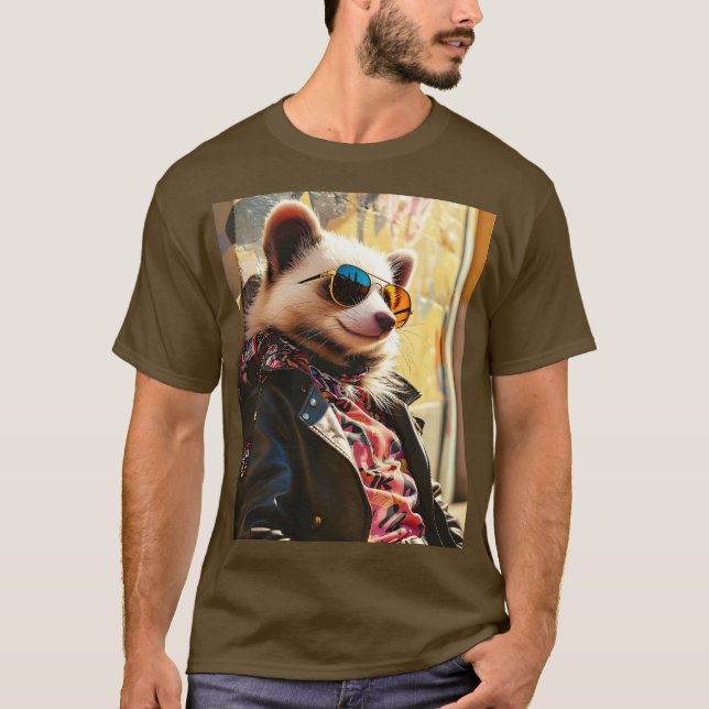 Camiseta Fantasy Cute Possum Leather Jaqueta (Frente)