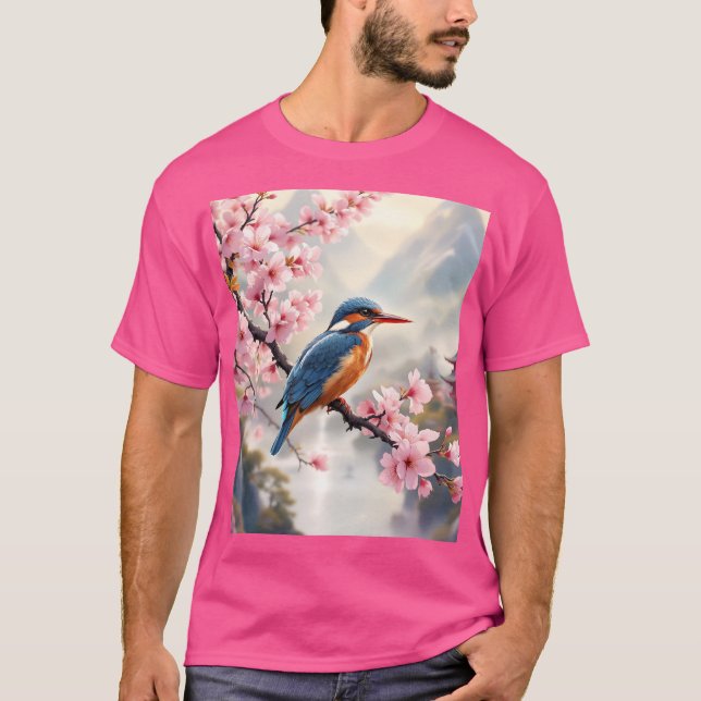Camiseta Fantasy Cute Sakura Bird Blue (Frente)