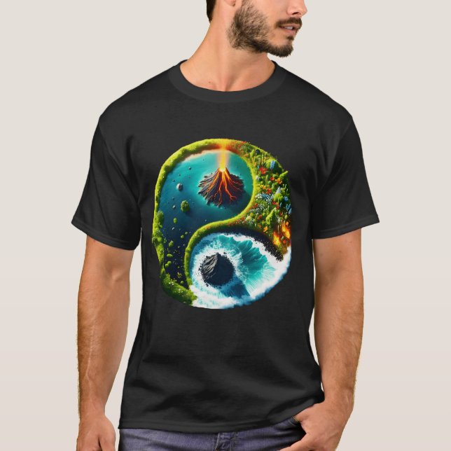 Camiseta Fantasy Cute Volcano Yin Yang (Frente)