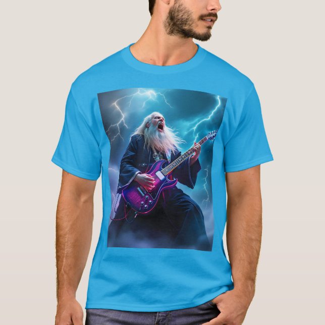 Camiseta Fantasy Cute Wizard Tocando Violão (Frente)