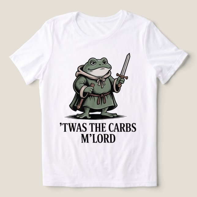 Camiseta  Fantasy Frog design for humor – Blame the Carbs (Design frontal)